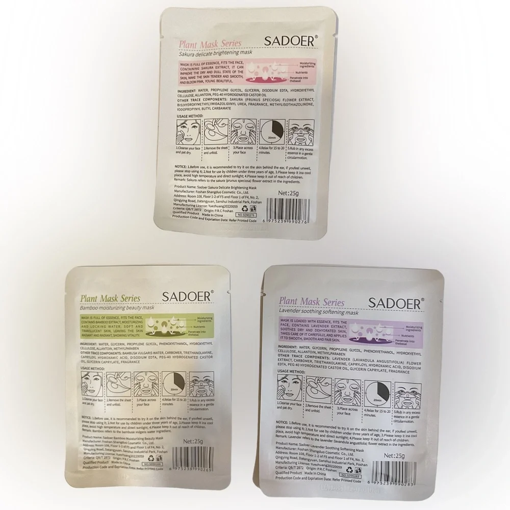 Bundle of 3 Sadoer Plant Mask Series NWT - Picture 2 of 5